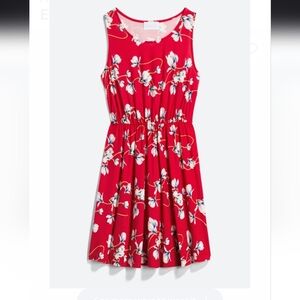 French Grey Red Floral Dress